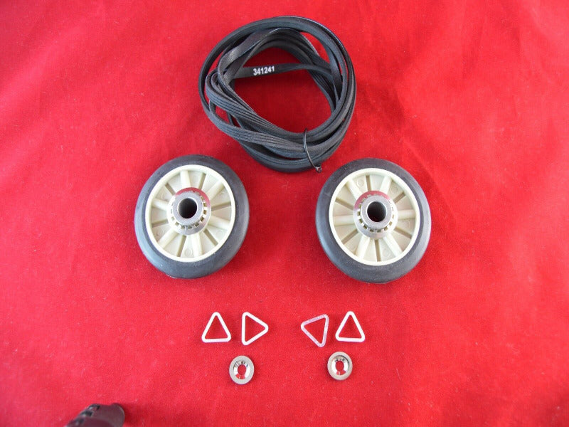 scaroo 349241T ROLLER KIT & 92" 341241 BELT FITS WHIRLPOOL KENMORE SEARS DRYERS *